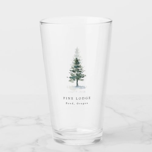 Rustic Pine Tree Motel Business Guest Glass