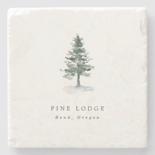 Rustic Pine Tree Motel Business Guest Stone Coaster