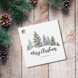 Rustic Pine Tree Personalized Christmas Favor Tags