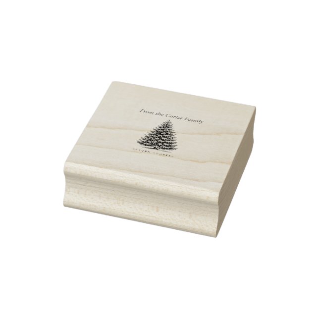 Rustic Pine Tree Return Address Rubber Stamp (Stamp)