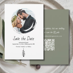 Rustic Pine Tree Sage Green Casual Wedding Save The Date