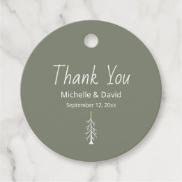Rustic Pine Tree Sage Green Wedding Thank You Favor Tags