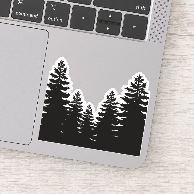 Rustic Pine tree silhouette outdoor adventure Sticker (Detail)