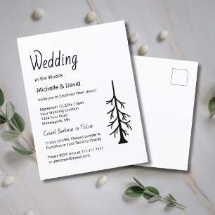 Rustic Pine Tree Simple Evergreen Casual Wedding Invitation Postcard