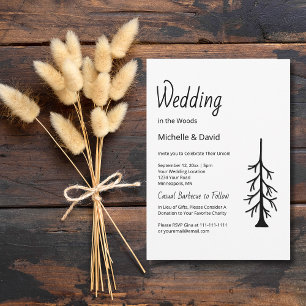 Rustic Pine Tree Simple Typography Casual Wedding Invitation