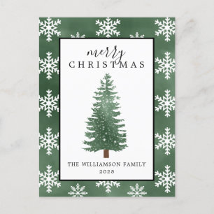 Rustic Pine Tree Snowflakes Christmas Card