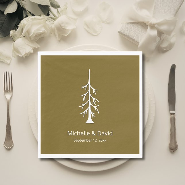Rustic Pine Tree Woodland Casual Wedding Brown Napkins (Creator Uploaded)