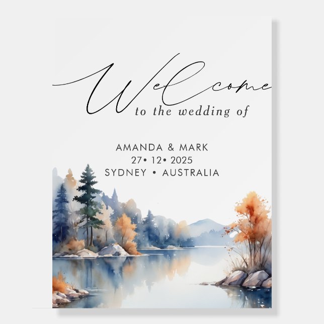 Rustic Pine trees Adventure Wedding  Foam Board (Front)