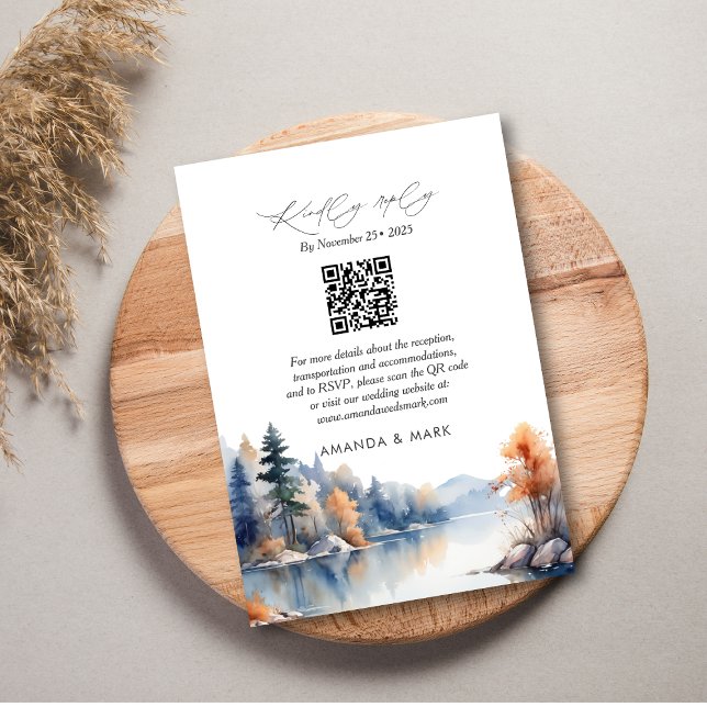 Rustic Pine trees Adventure Wedding RSVP (Creator Uploaded)