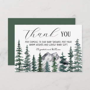 Rustic Pine Trees Baby Shower Thank You Card