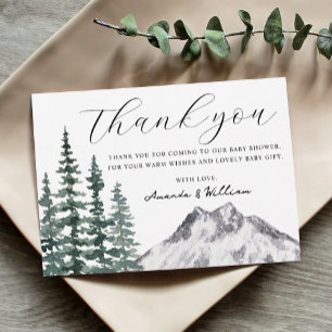 Rustic Pine Trees Baby Shower Thank You card