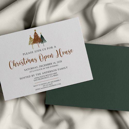 Rustic Pine Trees Christmas Open House Invitation