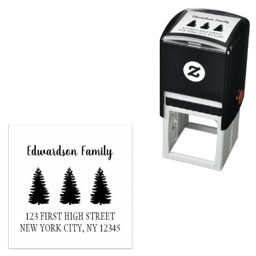 Rustic pine trees Christmas self inking Self_inking Stamp