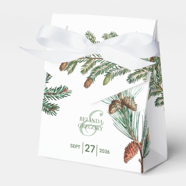Rustic Pine Trees Forest Greenery Wedding Favor Bo Boxes (Front Side)