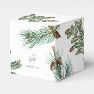 Rustic Pine Trees Forest Greenery Wedding Favor Boxes