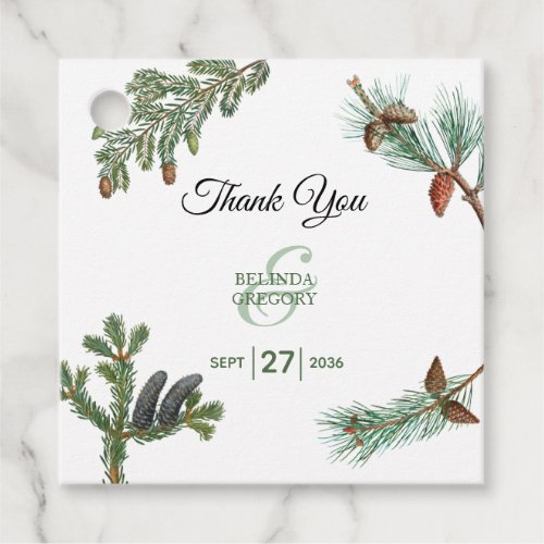 Rustic Pine Trees Forest Greenery Wedding Favor Tags