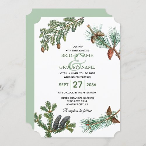 Rustic Pine Trees Forest Greenery Wedding Invitation