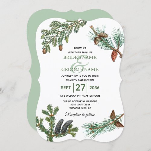 Rustic Pine Trees Forest Greenery Wedding Invitation