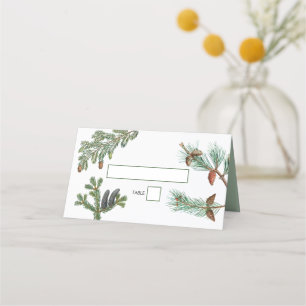 Rustic Pine Trees Forest Greenery Wedding Place Card
