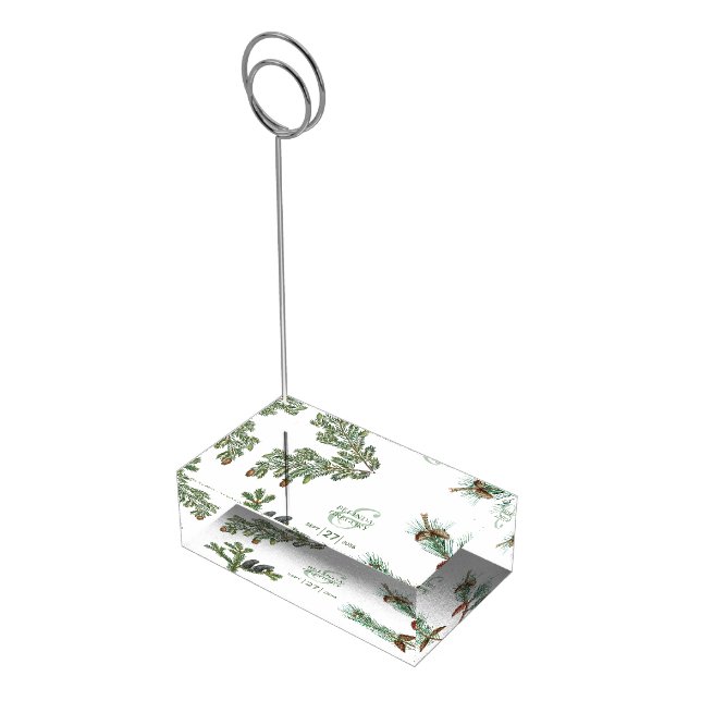 Rustic Pine Trees Forest Greenery Wedding  Place Card Holder (Corner)