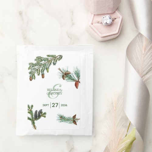 Rustic Pine Trees Forest Greenery Wedding  Tea Bag Drink Mix