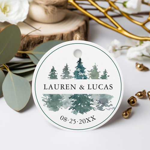 Rustic Pine Trees Forest Thank You Wedding Favor Tags