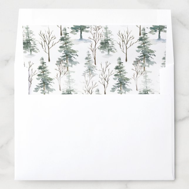 Rustic Pine Trees Forest Wedding Envelope Liner (In Envelope)