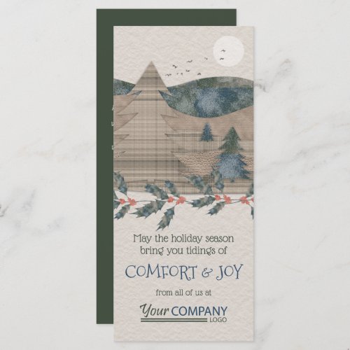 Rustic Pine Trees Green Beige Company Holiday Card