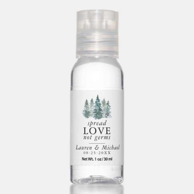 Rustic Pine Trees Green Wedding Christmas Hand Sanitizer (Front)