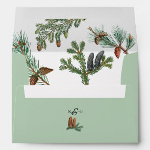 Rustic Pine Trees Greenery 5x7 Wedding Invitation Envelope