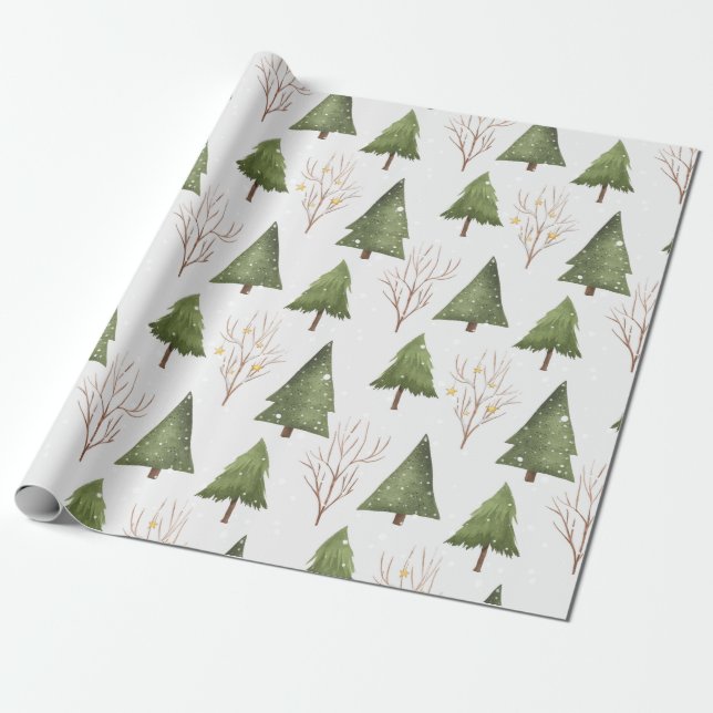 Rustic Pine Trees In Nature Wrapping Paper (Unrolled)