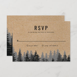 Rustic Pine Trees Kraft Winter Reply Card