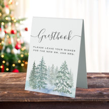 Rustic Pine Trees Lantern Botanical Guestbook