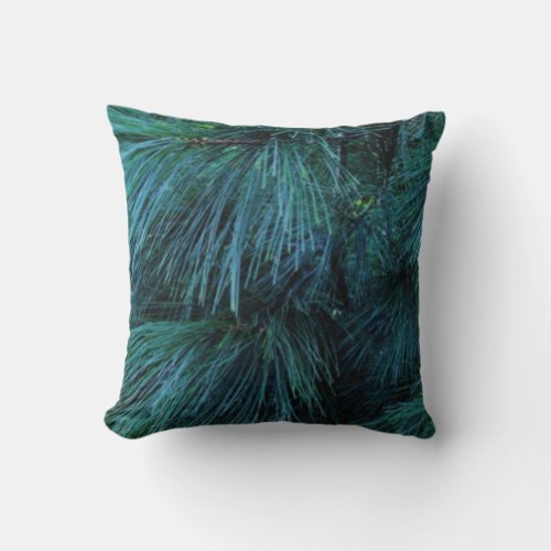 Rustic Pine trees  pine forest  green conifers Throw Pillow