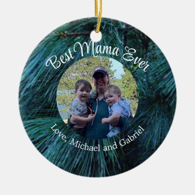 Rustic Pine trees pine forest green evergreen   Ceramic Ornament (Front)