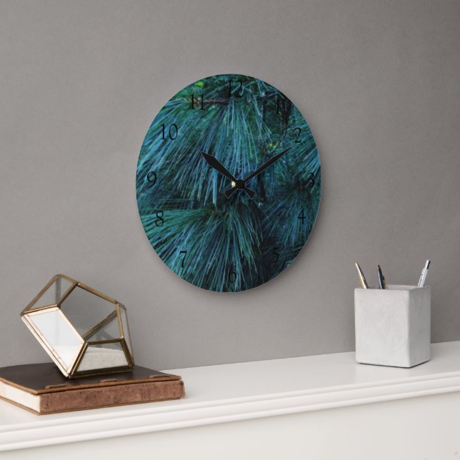 Rustic Pine trees pine forest green evergreen   Large Clock (Office)