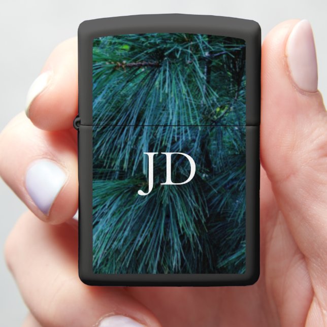 Rustic Pine trees pine forest green evergreen   Zippo Lighter (In Hand)