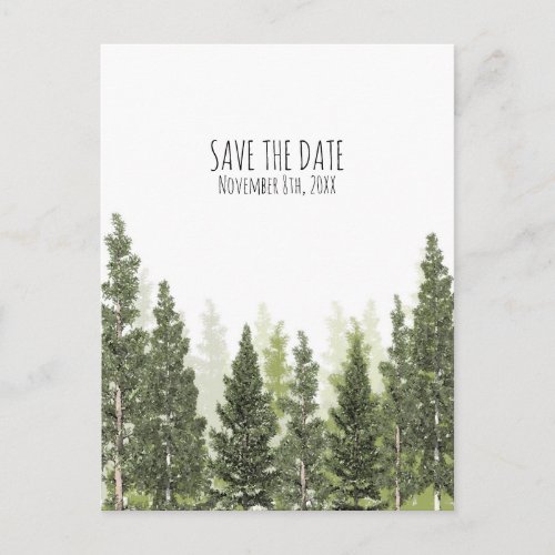 Rustic Pine Trees Simple Country Save the Date Announcement Postcard
