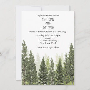 Rustic Pine Trees Simple Country Wedding Invitation