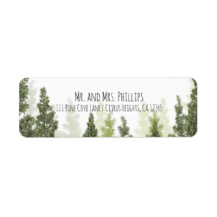 Rustic Pine Trees Simple Country Wedding Label