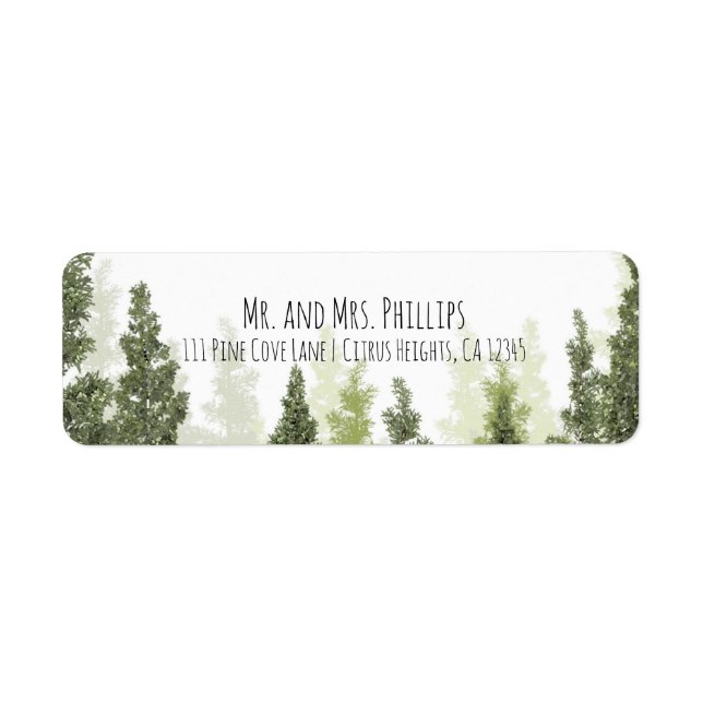 Rustic Pine Trees Simple Country Wedding Label (Front)