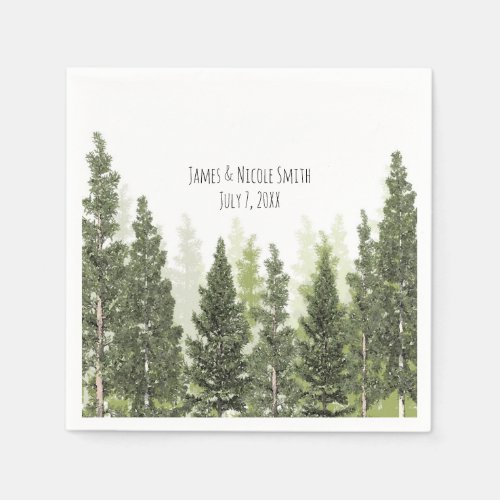 Rustic Pine Trees Simple Country Wedding Paper Napkins
