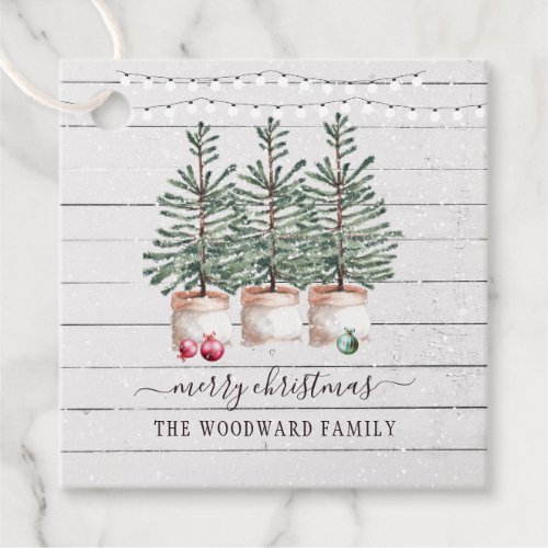 Rustic Pine Trees Snow Christmas Gift Tag