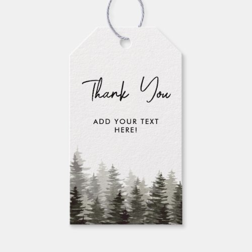 Rustic Pine Trees Thank You Personalized  Gift Tags