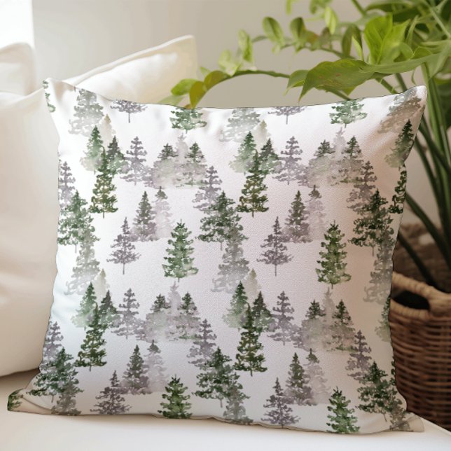 Rustic Pine Trees  Throw Pillow (Creator Uploaded)