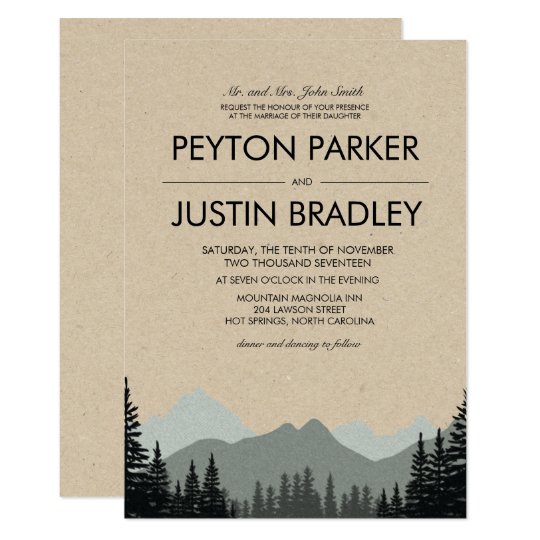 Rustic Pine Trees Wedding Invitation | Zazzle.com