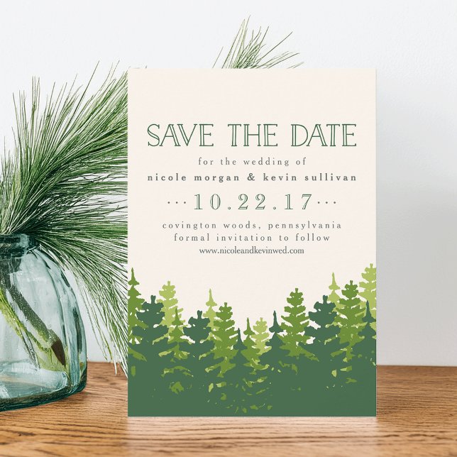 Rustic Pine Trees Wedding Save The Date (Creator Uploaded)