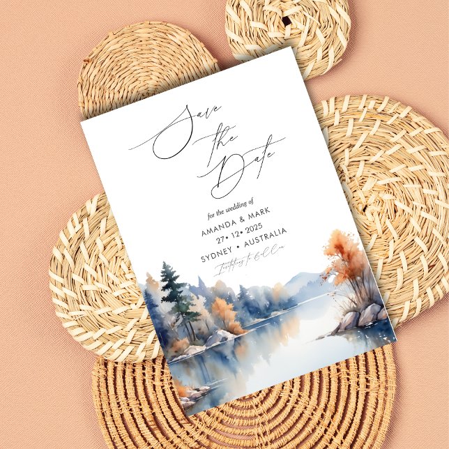 Rustic Pine Trees Wedding Save the Date Invitation (Creator Uploaded)