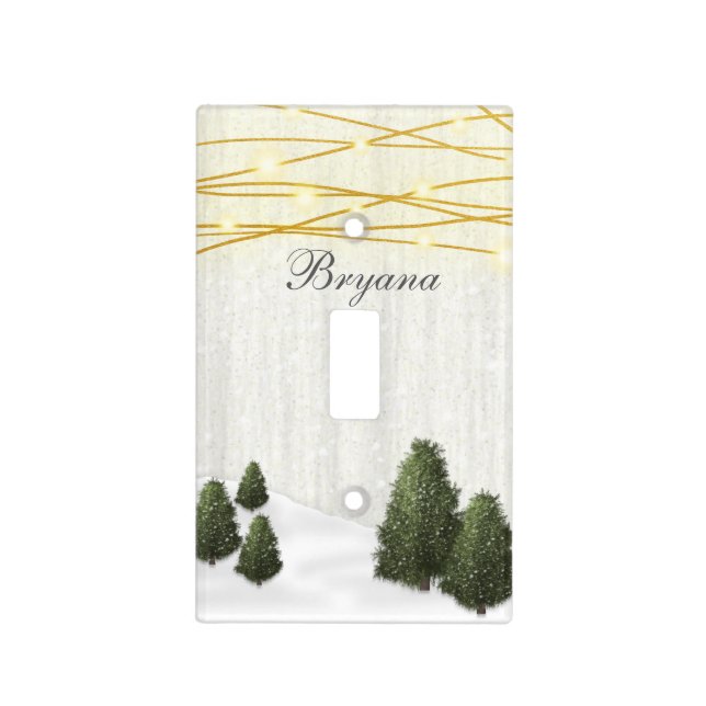 Rustic Pine Trees Winter Snow Light Switch Cover (Front)