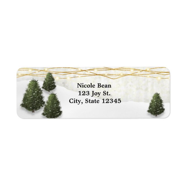 Rustic Pine Trees Winter Wedding December Favor Label (Front)